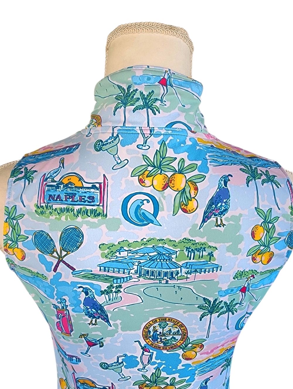 Smith & Quinn Sleeveless Light Blue Tropical Print Dress. - Picture 6 of 11